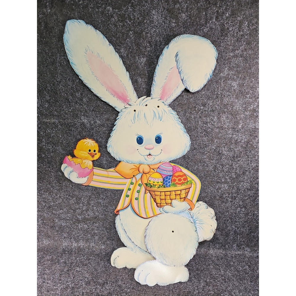 Vtg Amscan Giant Easter Bunny Cardboard Die Cut, Moving Limbs
